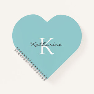 Personalised Cute Teal Love Heart Shaped Notebook