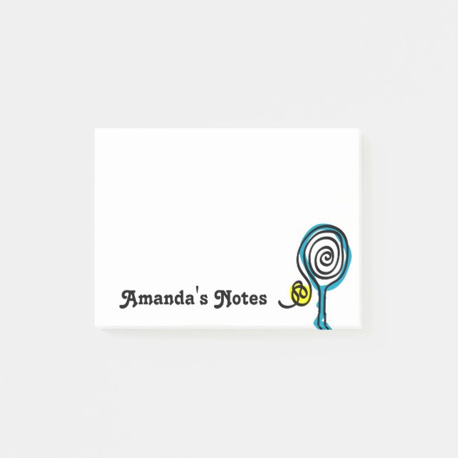 Personalised cute tennis racket design post-it notes (Front)