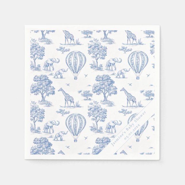 personalised cute toile baby shower  napkin (Front)