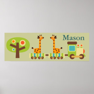 Personalised Cute Train Poster Wall Decor for Kids