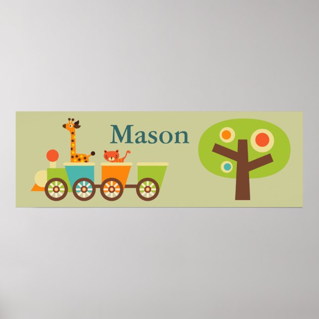 Personalised Cute Train Poster Wall Decor for Kids (Front)
