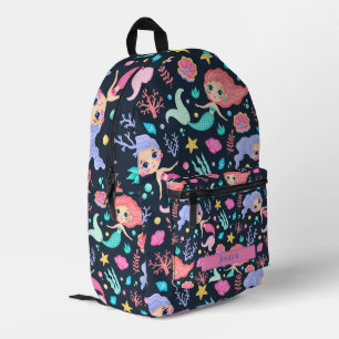 Personalised  Cute Trendy Mermaid  Printed Backpack