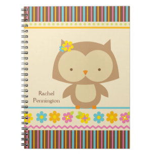 Personalised cute tropical owl girls notebook