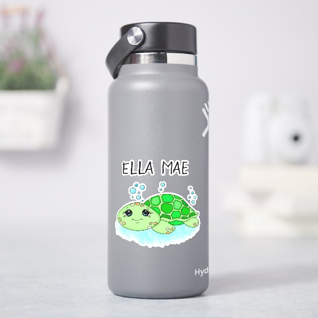 Personalised Cute Turtle Cartoon Name  (HydroFlask)