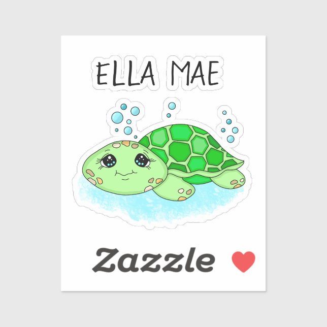 Personalised Cute Turtle Cartoon Name  (Sheet)