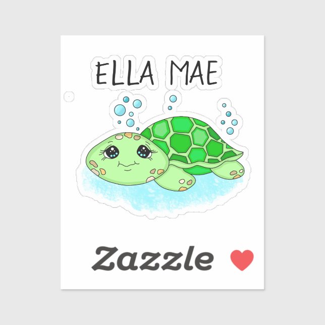 Personalised Cute Turtle Cartoon Name  (Sheet)
