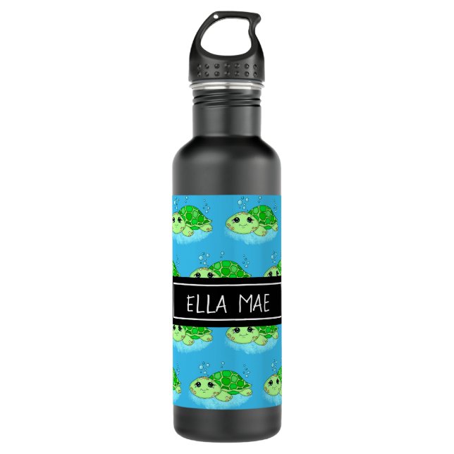Personalised Cute Turtle Cartoon Name  710 Ml Water Bottle (Front)