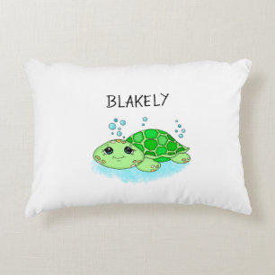 Personalised Cute Turtle Cartoon Name Decorative Cushion