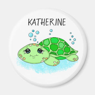 Personalised Cute Turtle Cartoon Name  Magnet