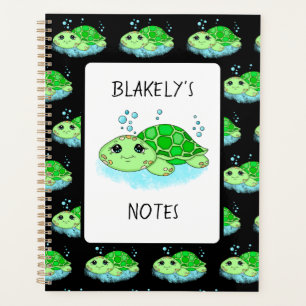 Personalised Cute Turtle Cartoon Name Planner