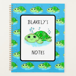Personalised Cute Turtle Cartoon Name Planner