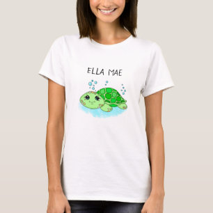 Personalised Cute Turtle Cartoon Name T-Shirt