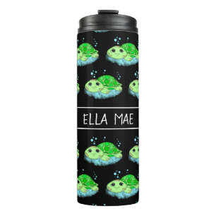 Personalised Cute Turtle Cartoon Name  Thermal Tumbler