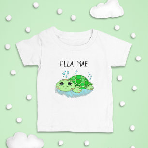 Personalised Cute Turtle Cartoon Name Toddler T-Shirt