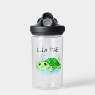 Personalised Cute Turtle Cartoon Name Water Bottle