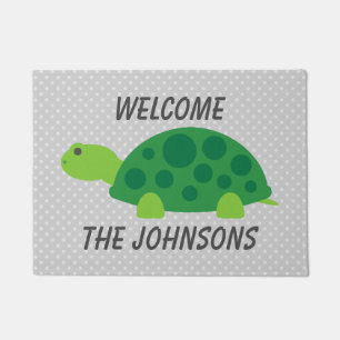 Personalised cute turtle polkadot welcome door mat