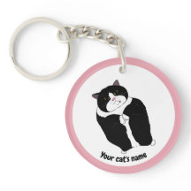 Personalised Cute Tuxedo Cat Lover Keychain