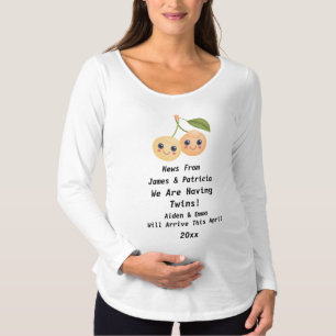 Personalised Cute Twins Pregnancy Announcement Maternity T-Shirt