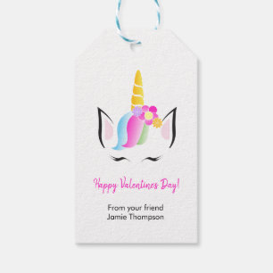 Personalised Cute Unicorn Happy Valentine's Gift Tags