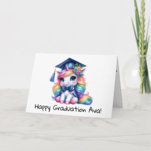 Personalised Cute Unicorn Kindergarten Graduation  Card