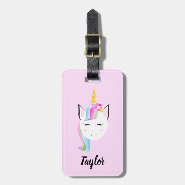 Personalised Cute Unicorn Luggage Tag (Front Vertical)