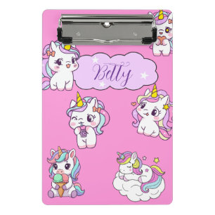 Personalised Cute Unicorn Mini Clipboard