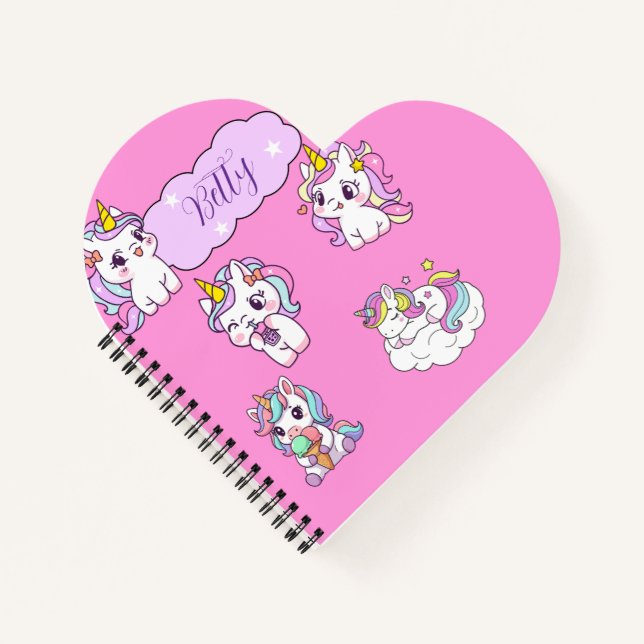 Personalised Cute Unicorn  Notebook (Front)