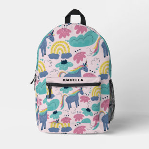Personalised Cute Unicorn Rainbow Pattern  Printed Backpack