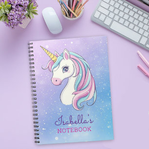 Personalised Cute Unicorn Rainbow Purple Notebook