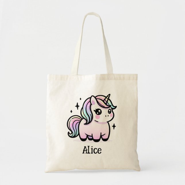 Personalised Cute Unicorn Tote Bag (Front)