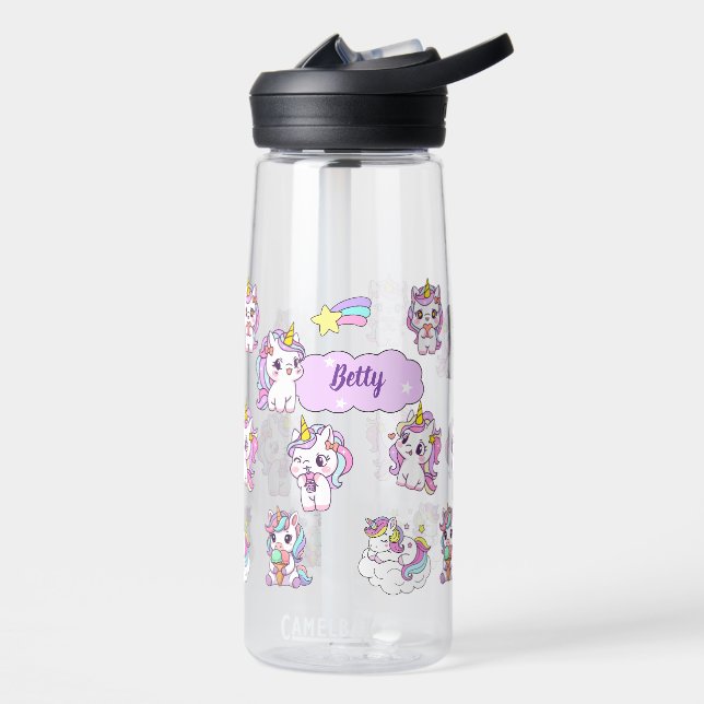 Personalised Cute Unicorn Water Bottle (Left)