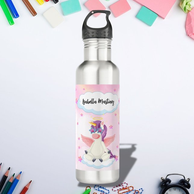 Personalised Cute Unicorn with Pink Stars 710 Ml Water Bottle (Creator Uploaded)