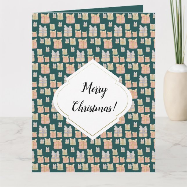 Personalised Cute Vintage Christmas Gifts Card (Front)