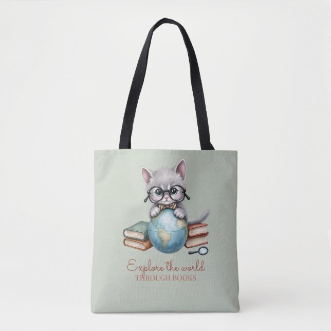 Personalised Cute "Wander Cat"  Tote Bag (Front)