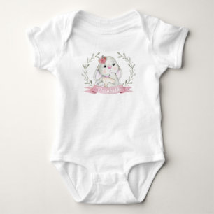 Personalised Cute Watercolor Bunny Baby Bodysuit