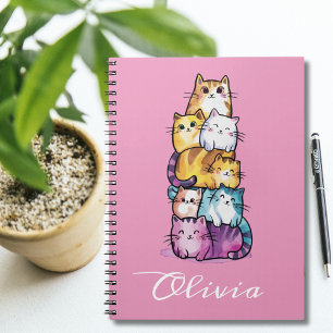 Personalised Cute Watercolor Cats, Minimalist  Notebook