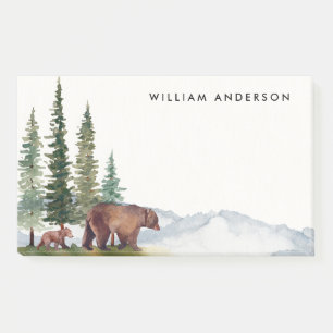 Personalised Cute Watercolor Woodland-Bear Post-it Notes