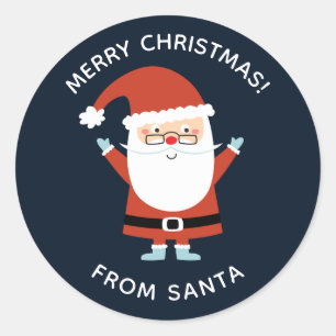 Personalised Cute Whimsical Christmas Santa Classic Round Sticker
