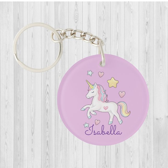 Personalised Cute Whimsical Unicorn Rainbow  Key Ring (Creator Uploaded)