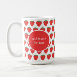 Personalised Cute White & Red Strawberry Pattern Coffee Mug<br><div class="desc">Personalise this Cute White & Red Strawberry Pattern Coffee Mug Design. You can add name or text as needed. You can also change the font type, font colour and font size if you want. Click "Personalise" to find editing tools. You can do whatever you like and whatever looks goof to...</div>