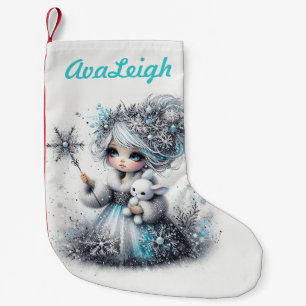 Personalised Cute Winter princess Small Christmas Stocking