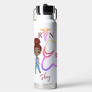 Personalised Cute Women Nurse Monogram Gift Water Bottle