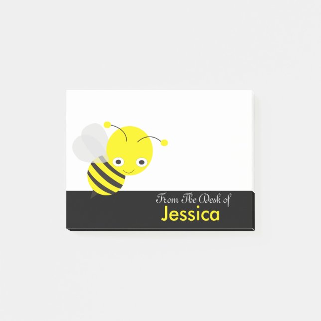 Personalised Cute Yellllow HoneyBee Post-it Notes (Front)