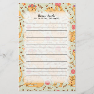 Personalised Cute Yellow Cats Stationery