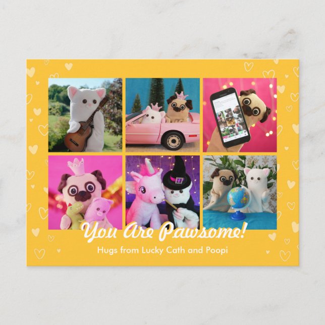  Personalised Cute Yellow Hearts Stylish Photo Postcard (Front)