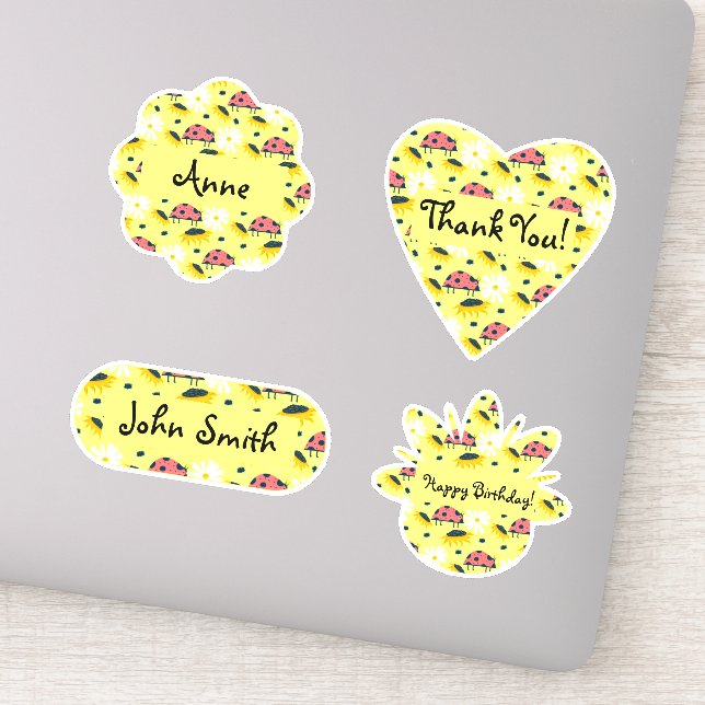 Personalised Cute Yellow Ladybirds (Detail)
