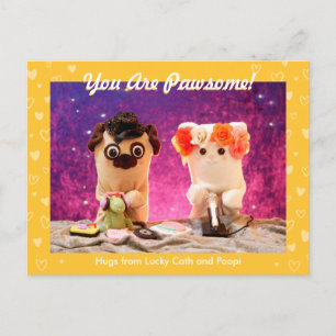 Personalised Cute Yellow Stylish Hearts Photo Postcard