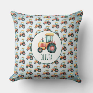 Personalised Cute Yellow Tractor Pattern Cushion