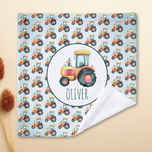 Personalised Cute Yellow Tractor Pattern Wash Cloth