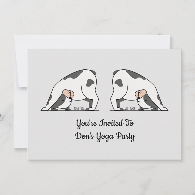 Personalised Cute Yoga Dog Theme Invitation (Front)